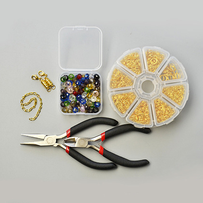 Collier pendentif chaîne maille avec perles de verre-2