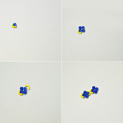 Bracelet point de perles de cristal bleu-3