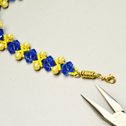 Bracelet point de perles de cristal bleu-5