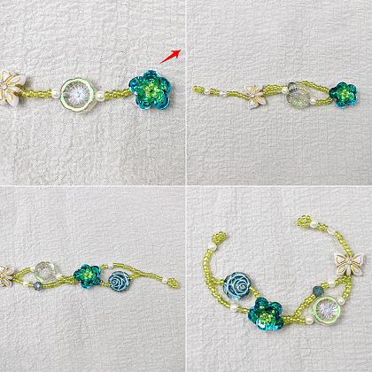 Весенний браслет с пайетками и цветами-4