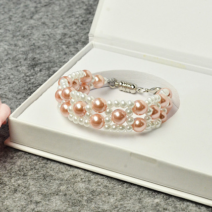 Bracelet délicat en perles roses pour mariage-1