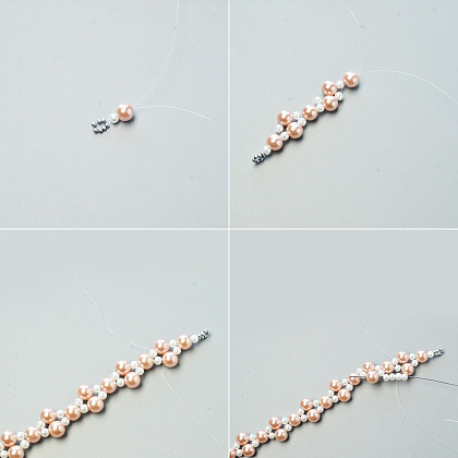 Delicate Pink Pearl Beads Stitch Bracelet for Wedding-3