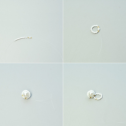 Collier en perles de verre et perles de rocaille au point de fleur-3