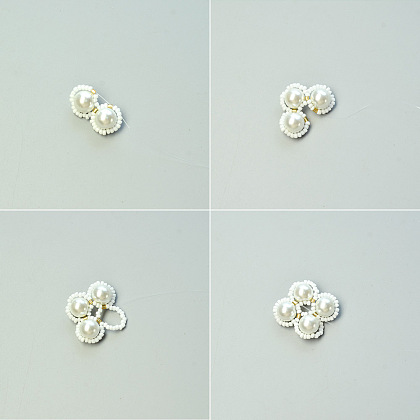 Collier en perles de verre et perles de rocaille au point de fleur-4