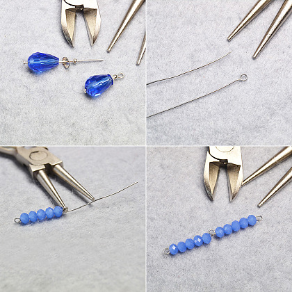 Collier de déclaration de perles de verre bleues-3