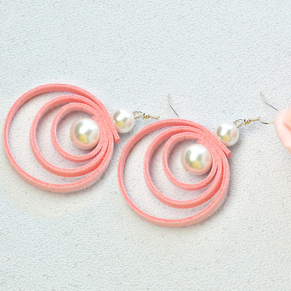 Pink Faux Suede Cord Multi-hoop Earrings-1