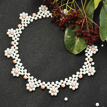 Collier de bavoir perlé de perles de fleur de mariée-1