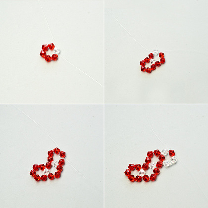 Romantico braccialetto con perline di cristallo con motivo a cuore-3