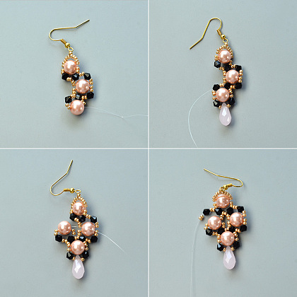 Boucles d'oreilles avec perles de rocaille en losange-5