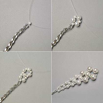 Halskette mit weißen Perlen und Perlen zur Hochzeit-3