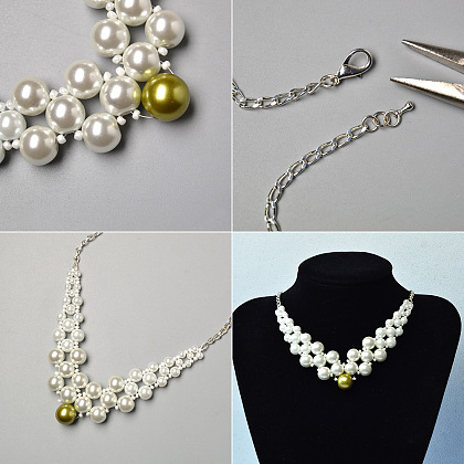 Halskette mit weißen Perlen und Perlen zur Hochzeit-4