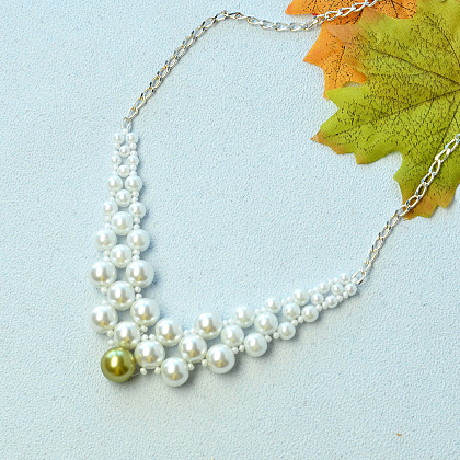 Halskette mit weißen Perlen und Perlen zur Hochzeit-5