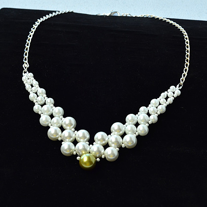Halskette mit weißen Perlen und Perlen zur Hochzeit-6