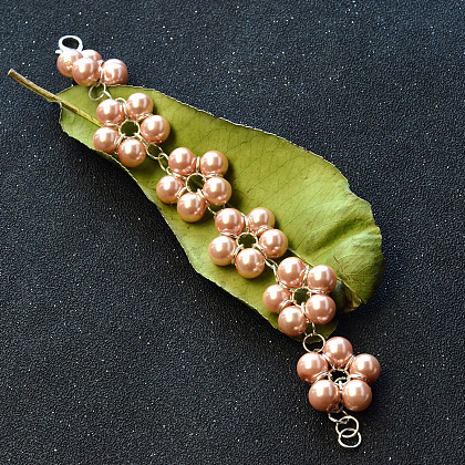 Браслет с цветком из розового жемчуга и прыгающими кольцами-6