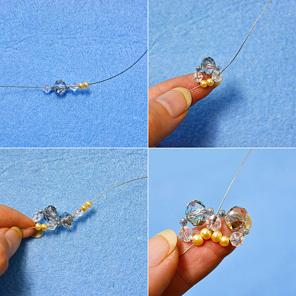 Bracelet en fil de cristal avec perles nacrées-3