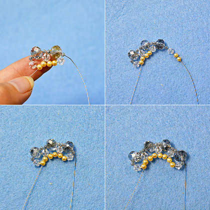 Bracelet en fil de cristal avec perles nacrées-4