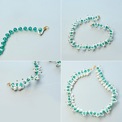 Колье-нагрудник с жемчугом и хрустальными бусинами-4