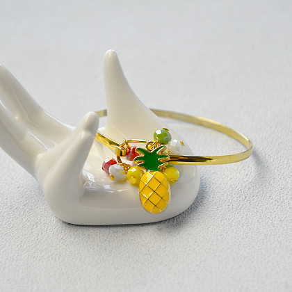 Simpatico braccialetto con ananas dorato-5