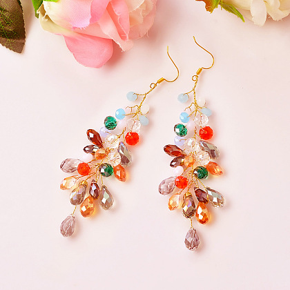 Colorful Crystal Pendant Earrings-1