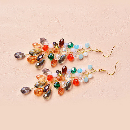 Colorful Crystal Pendant Earrings-4