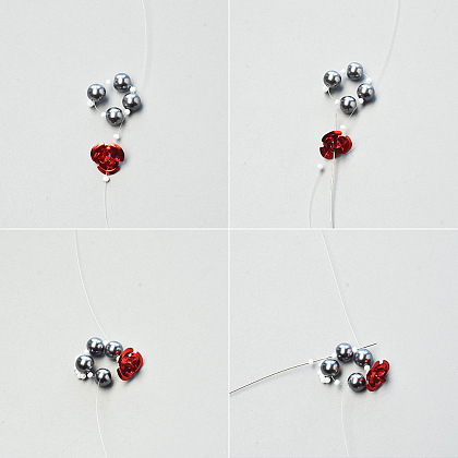 Bracelet fleur en aluminium rouge-3