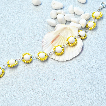 Seed Beads Stitch Flower Bracelet-4