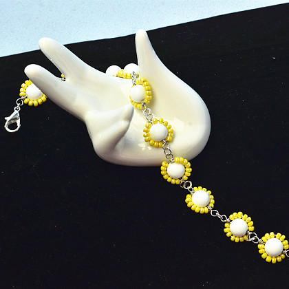 Bracelet fleur en perles de rocaille-5