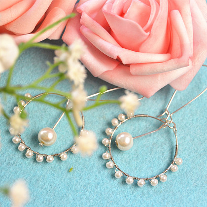 Серьги-подвески с жемчужными бусинами-5