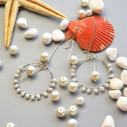 Серьги-подвески с жемчужными бусинами-6