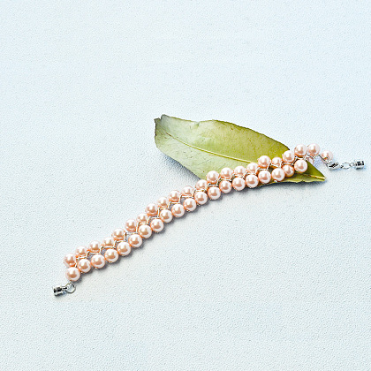 Bracelet perles de verre rose-5