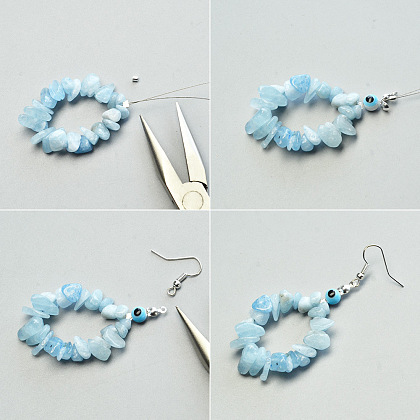 Boucles d'oreilles pendantes avec perles d'aigue-marine naturelles-3