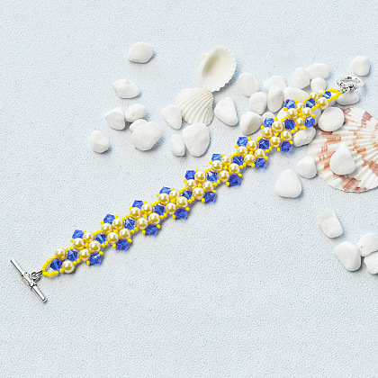 Yellow and Blue Beads Bracelet-1