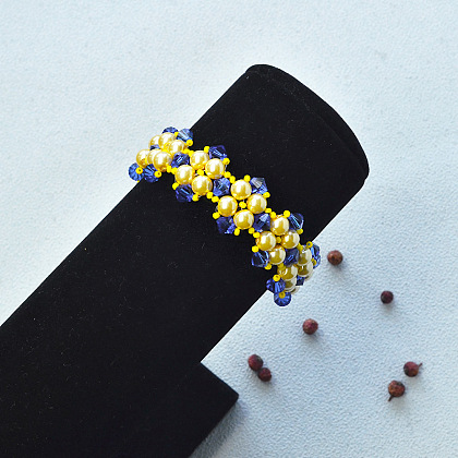 Yellow and Blue Beads Bracelet-5