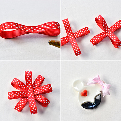 Flower Hair Accesories with Colorful Ribbon-3
