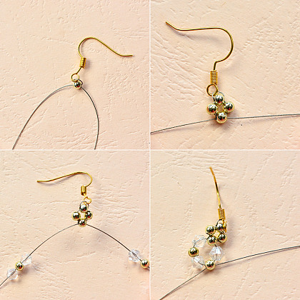 Boucles d'oreilles étoiles élégantes avec perles de verre-3