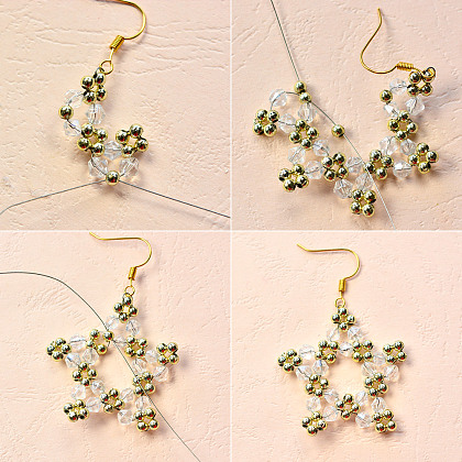 Boucles d'oreilles étoiles élégantes avec perles de verre-5
