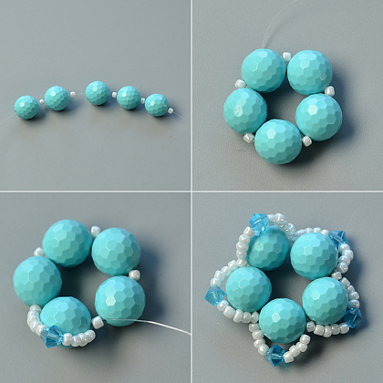 Collier avec pendentif perles de turquoise synthétique-3