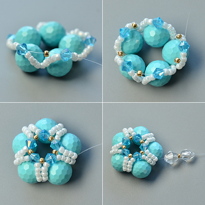 Collier avec pendentif perles de turquoise synthétique-4