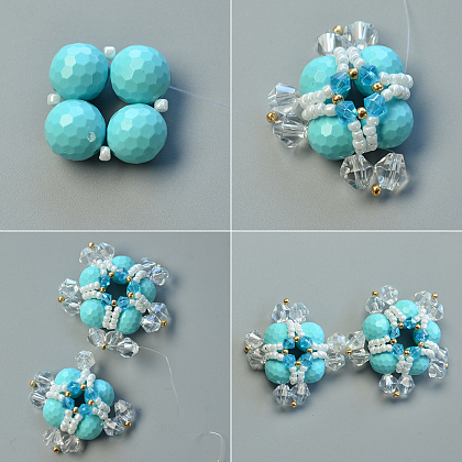 Collier avec pendentif perles de turquoise synthétique-6