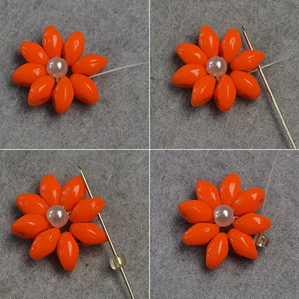 Flower Earrings with Double Hole Beads-4