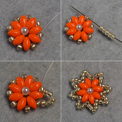 Flower Earrings with Double Hole Beads-5