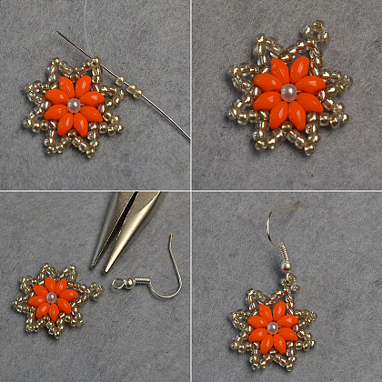 Flower Earrings with Double Hole Beads-6