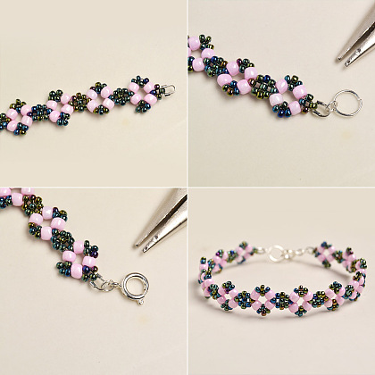 Rosa Armband mit süßen Saatperlenperlen-8