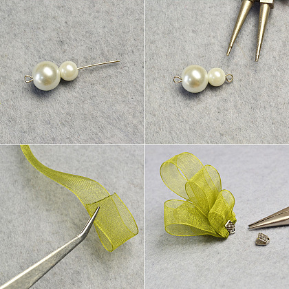 Beautiful Pearl Ribbon Earrings-3