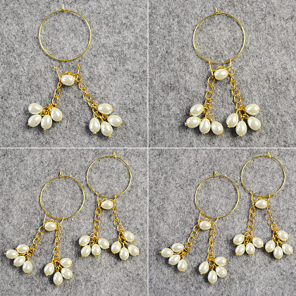 Eleganti orecchini pendenti con perle-4