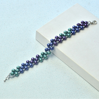 Elegant Bracelet with Glass Pearl and Seed Beads-4