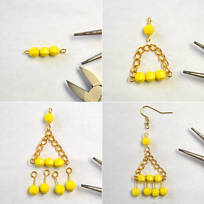 Boucles d'oreilles perles à facettes jaunes-3