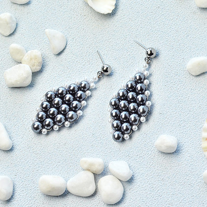 Pendientes de perlas grises especiales-4
