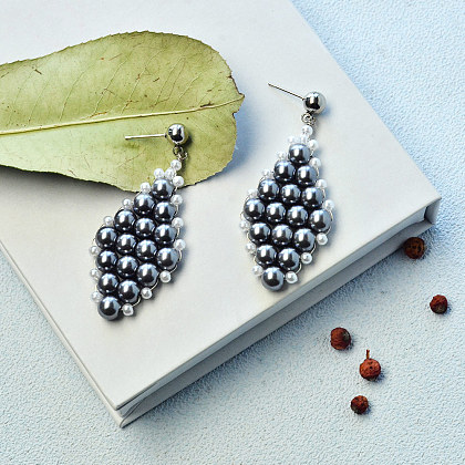 Pendientes de perlas grises especiales-5