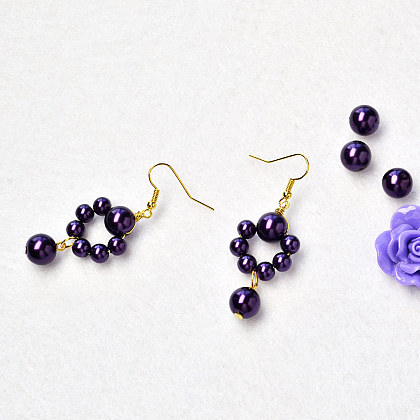 Boucles d'oreilles mystérieuses en perles violettes-4
